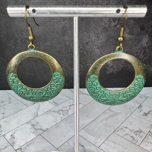 Brass Bohemian Tribal Hoop Earrings - SKU C